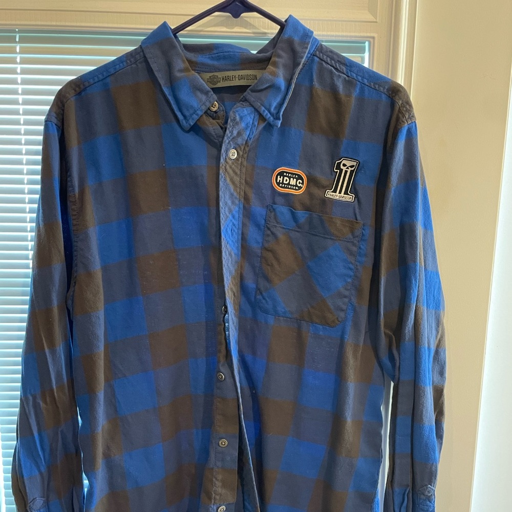 Harley Mens size large blue flannel